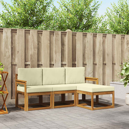 Utomhussoffset med kudde 4 pcs Naturlig och Grädde