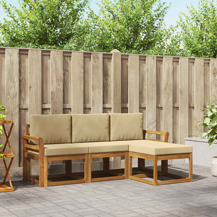 Utomhussoffset med kudde 4 pcs Naturlig och Beige