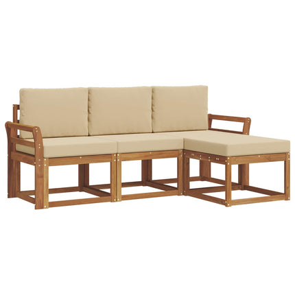 Utomhussoffset med kudde 4 pcs Naturlig och Beige