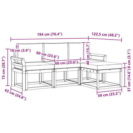 Utomhussoffset med kudde 4 pcs Naturlig och Beige