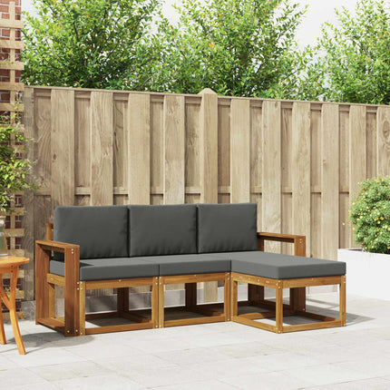Utomhussoffset med kudde 4 pcs Naturlig och Antracit