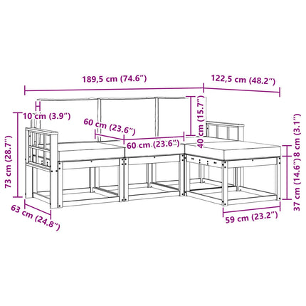 Utomhussoffset med kudde 4 pcs Naturlig och Grädde