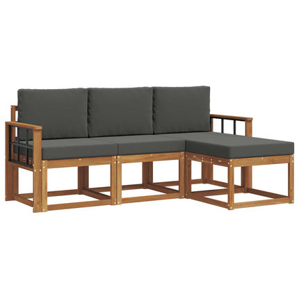 Utomhussoffset med kudde 4 pcs Naturlig och Antracit