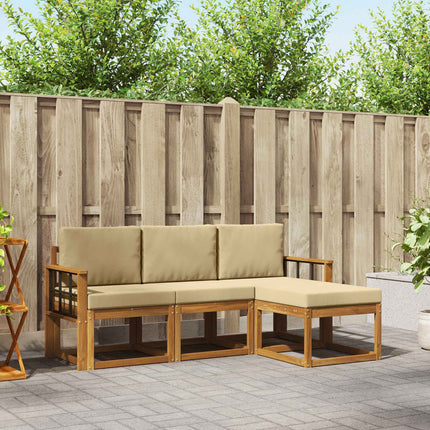 Utomhussoffset med kudde 4 pcs Naturlig och Beige