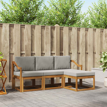 Utomhussoffset med kudde 4 pcs Naturlig och Ljus Grå