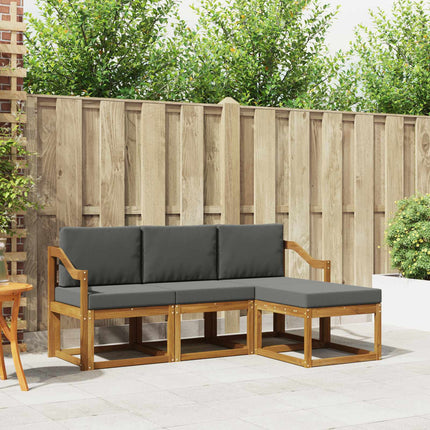 Utomhussoffset med kudde 4 pcs Naturlig och Antracit