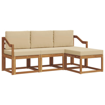 Utomhussoffset med kudde 4 pcs Naturlig och Beige