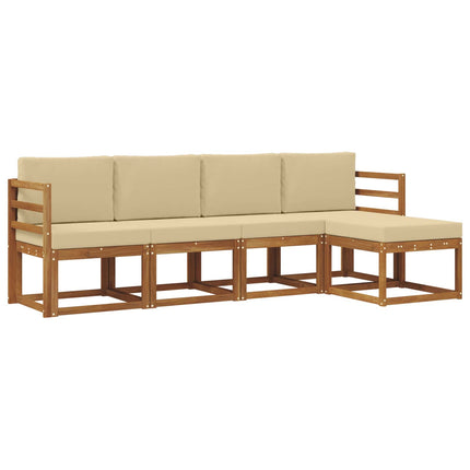Utomhussoffset 5 pcs Naturlig och Beige Massivt Akaciaträ