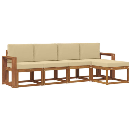 Utomhussoffset 5 pcs Naturlig och Beige Massivt Akaciaträ