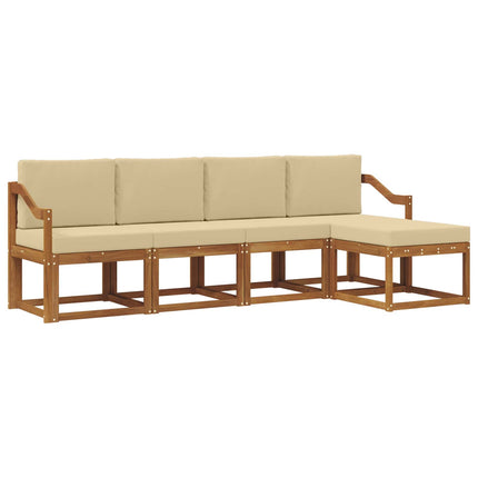 Utomhussoffset 5 pcs Naturlig och Beige Massivt Akaciaträ