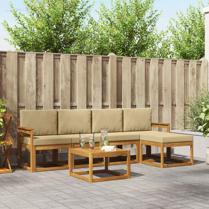 Utomhussoffset med kudde 6 pcs Naturlig och Beige