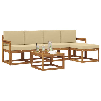 Utomhussoffset med kudde 6 pcs Naturlig och Beige