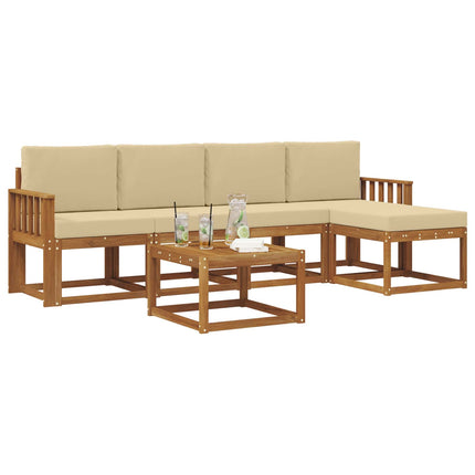 Utomhussoffset med kudde 6 pcs Naturlig och Beige