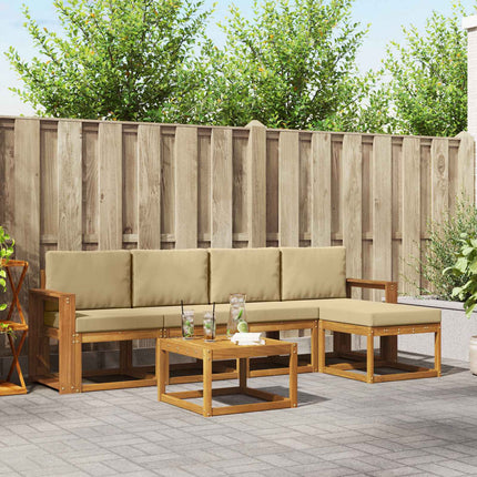Utomhussoffset med kudde 6 pcs Naturlig och Beige