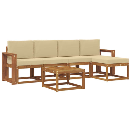Utomhussoffset med kudde 6 pcs Naturlig och Beige