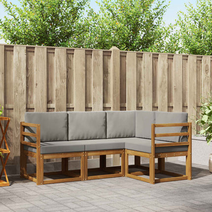 Utomhussoffset med kudde 4 pcs Naturlig och Ljus Grå