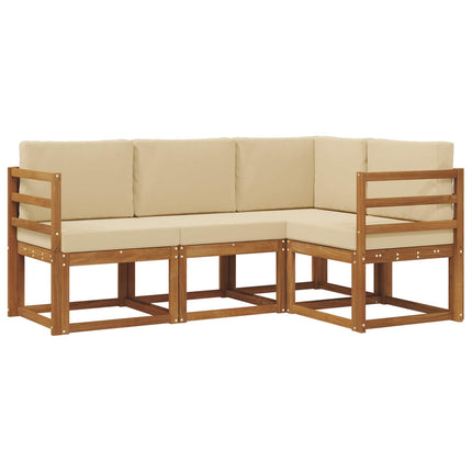 Utomhussoffset med kudde 4 pcs Naturlig och Beige