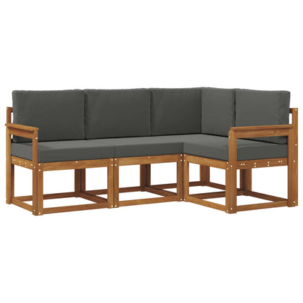 Utomhussoffset med kudde 4 pcs Naturlig och Antracit