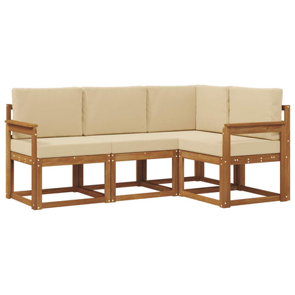 Utomhussoffset med kudde 4 pcs Naturlig och Beige