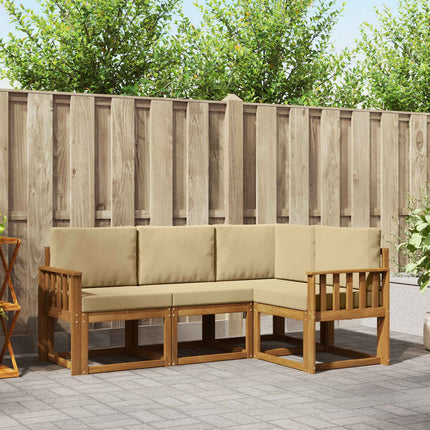Utomhussoffset med kudde 4 pcs Naturlig och Beige