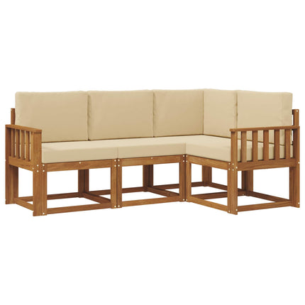 Utomhussoffset med kudde 4 pcs Naturlig och Beige
