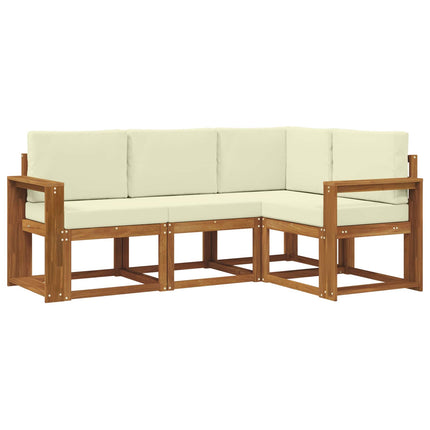 Utomhussoffset med kudde 4 pcs Naturlig och Grädde
