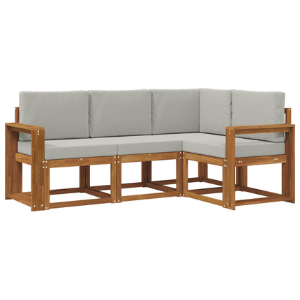 Utomhussoffset med kudde 4 pcs Naturlig och Ljus Grå