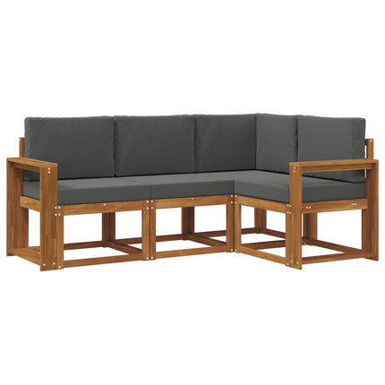 Utomhussoffset med kudde 4 pcs Naturlig och Antracit