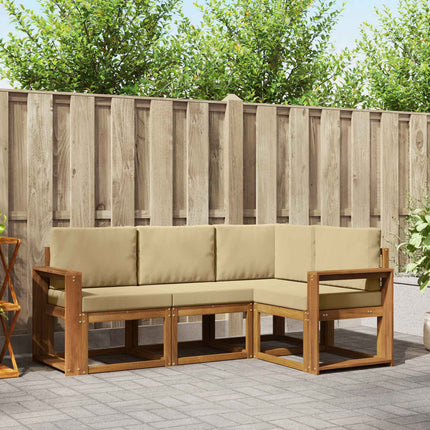 Utomhussoffset med kudde 4 pcs Naturlig och Beige