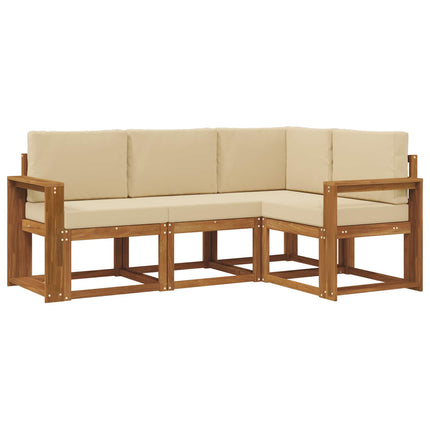 Utomhussoffset med kudde 4 pcs Naturlig och Beige