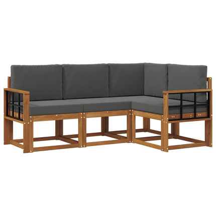 Utomhussoffset med kudde 4 pcs Naturlig och Antracit