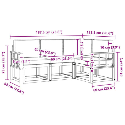 Utomhussoffset med kudde 4 pcs Naturlig och Antracit