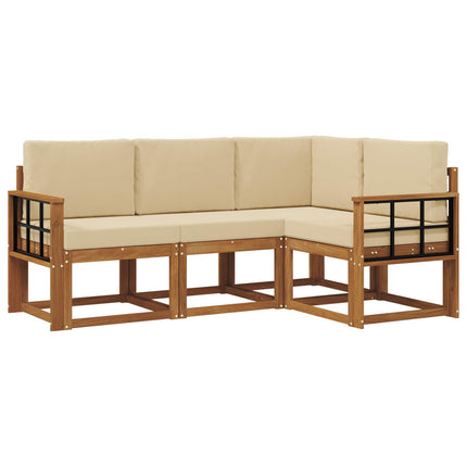 Utomhussoffset med kudde 4 pcs Naturlig och Beige