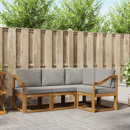 Utomhussoffset med kudde 4 pcs Naturlig och Ljus Grå