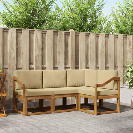 Utomhussoffset med kudde 4 pcs Naturlig och Beige