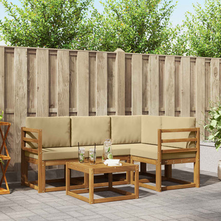 Utomhussoffset med kudde 5 pcs Naturlig och Beige