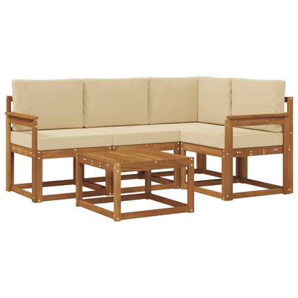 Utomhussoffset med kudde 5 pcs Naturlig och Beige