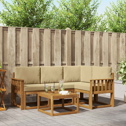 Utomhussoffset med kudde 5 pcs Naturlig och Beige