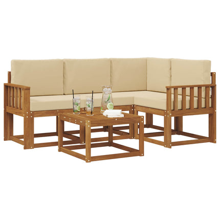 Utomhussoffset med kudde 5 pcs Naturlig och Beige