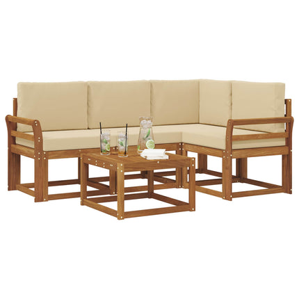 Utomhussoffset med kudde 5 pcs Naturlig och Beige