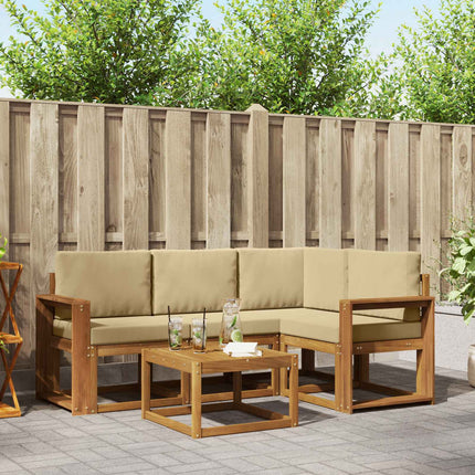 Utomhussoffset med kudde 5 pcs Naturlig och Beige