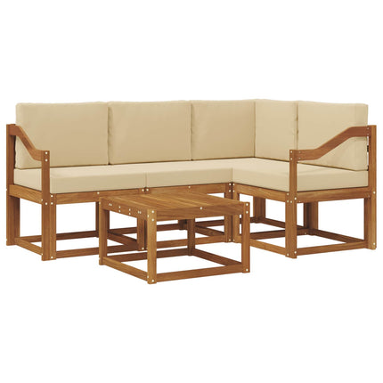 Utomhussoffset med kudde 5 pcs Naturlig och Beige