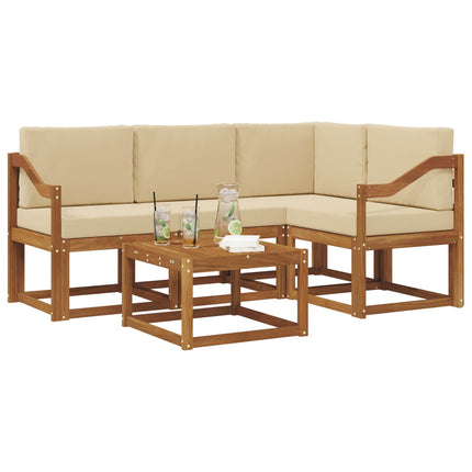 Utomhussoffset med kudde 5 pcs Naturlig och Beige