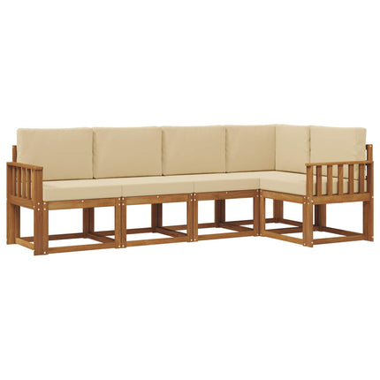 Utomhussoffset med kudde 5 pcs Naturlig och Beige
