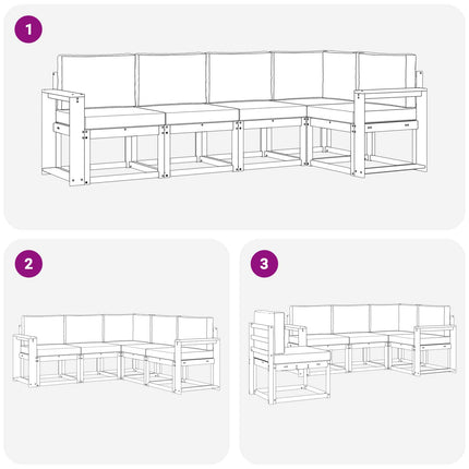 Utomhussoffset med kudde 5 pcs Naturlig och Antracit