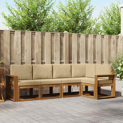 Utomhussoffset med kudde 5 pcs Naturlig och Beige