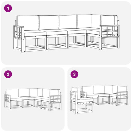 Utomhussoffset med kudde 5 pcs Naturlig och Antracit