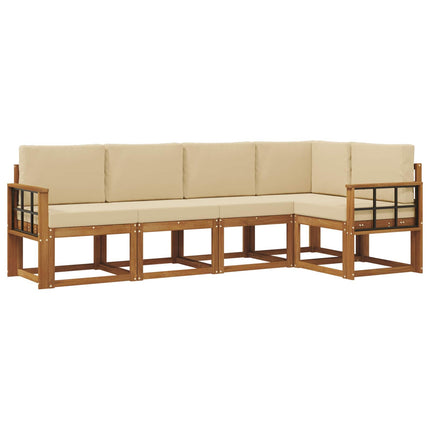 Utomhussoffset med kudde 5 pcs Naturlig och Beige