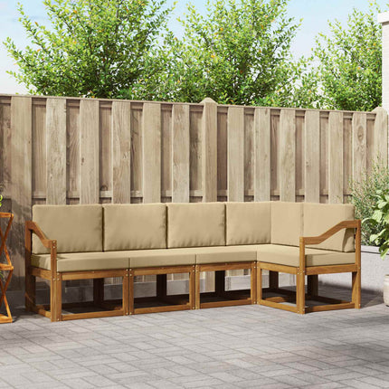 Utomhussoffset med kudde 5 pcs Naturlig och Beige