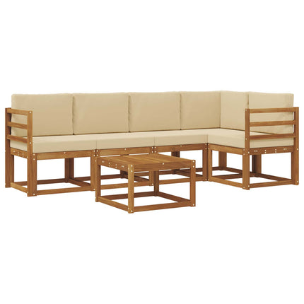 Utomhussoffset med kudde 6 pcs Naturlig och Beige